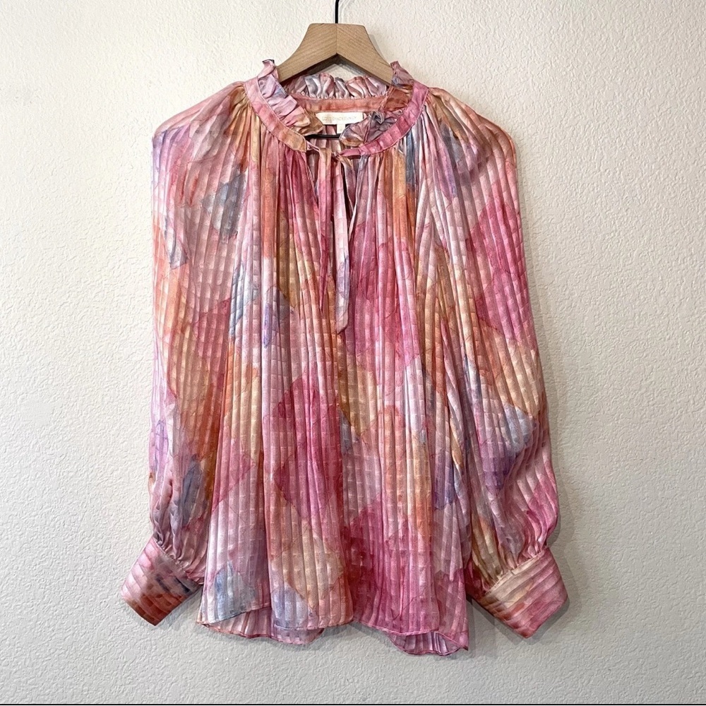 LoveShackFancy Pink Silk Blouse - Picture 2 of 5